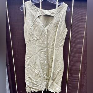 Vintage Green Button-Down Sleeveless Dress